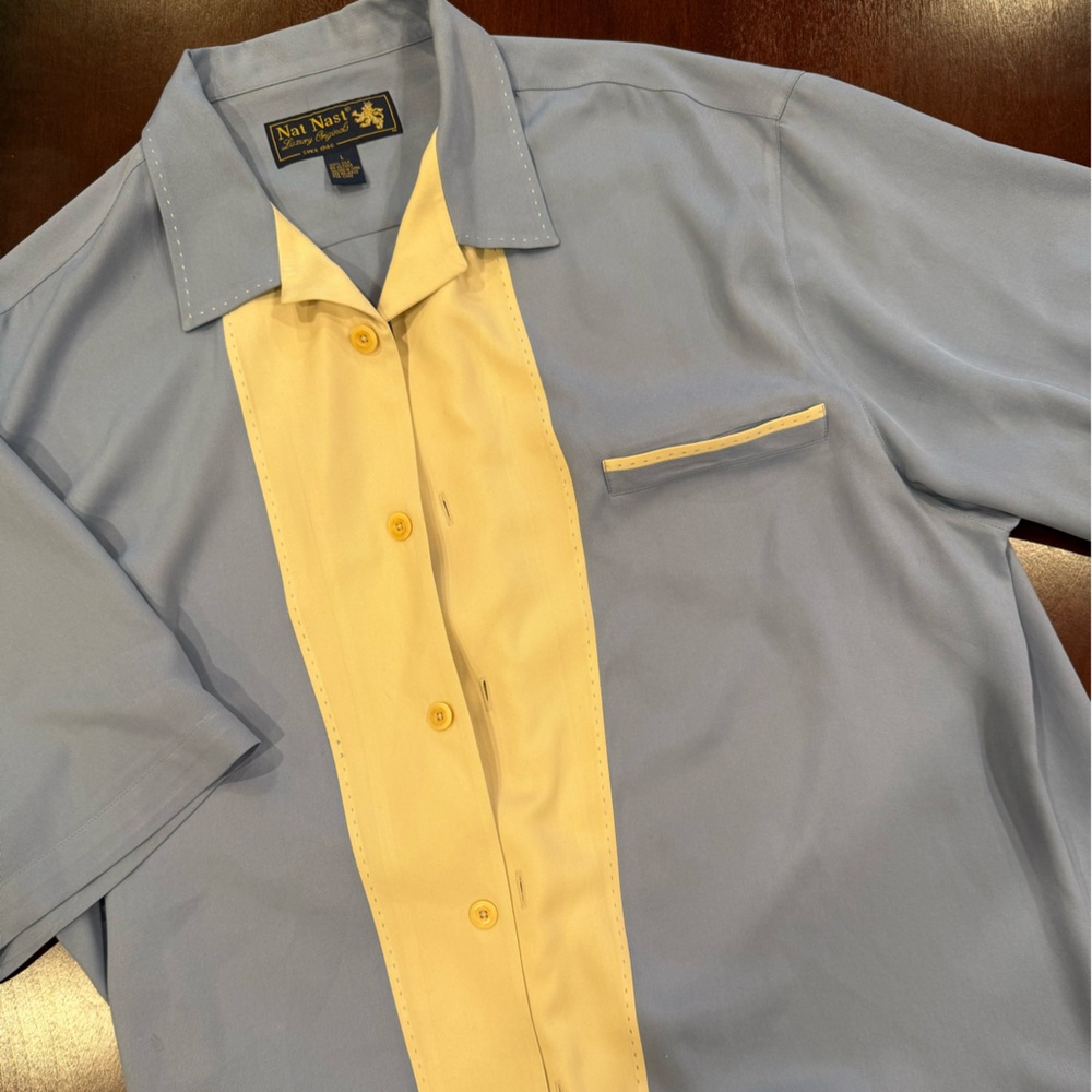 NAT NAST |  L | Retro Bowling Shirt 100% Silk